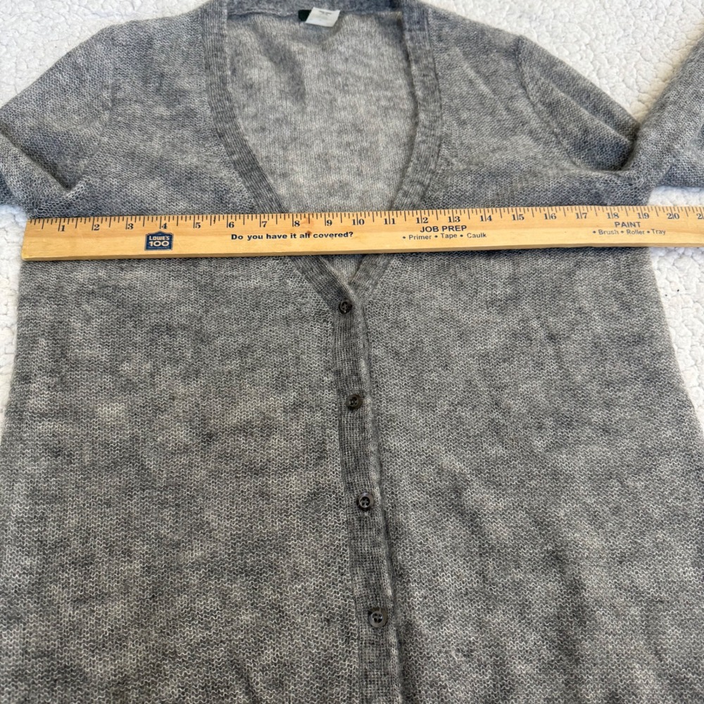 J.Crew Gray Mohair Wool Blend Cardigan Sweater – Fuzzy Knit – Size Large Y2K - Picture 5 of 6